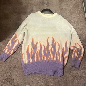 Medium Fanjiuniu Orange and Purple Flame Sweater